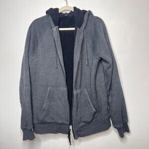 John Varvatos Providence Double Knit Zip-Up Hoodie (Grey/Black) Size L